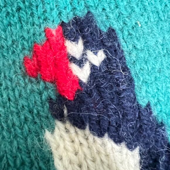 Vintage 80s LLBean Puffin Oatmeal Wool Knit Novelty Crewneck Pullover Sweater - Picture 9 of 11